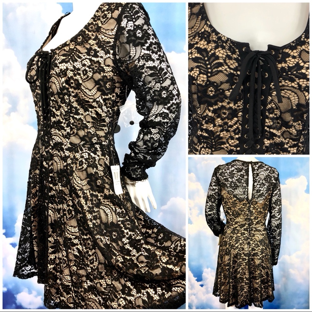 Black Dress Lace Up Fit & Flare Perfect Comfort
